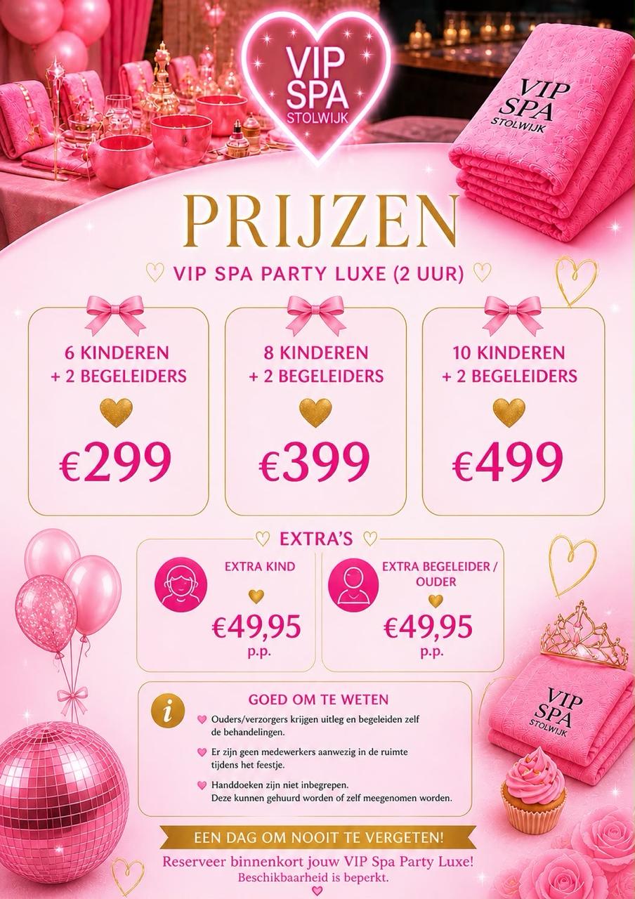 Verjaardag kids spa party arrangementen en prijzen